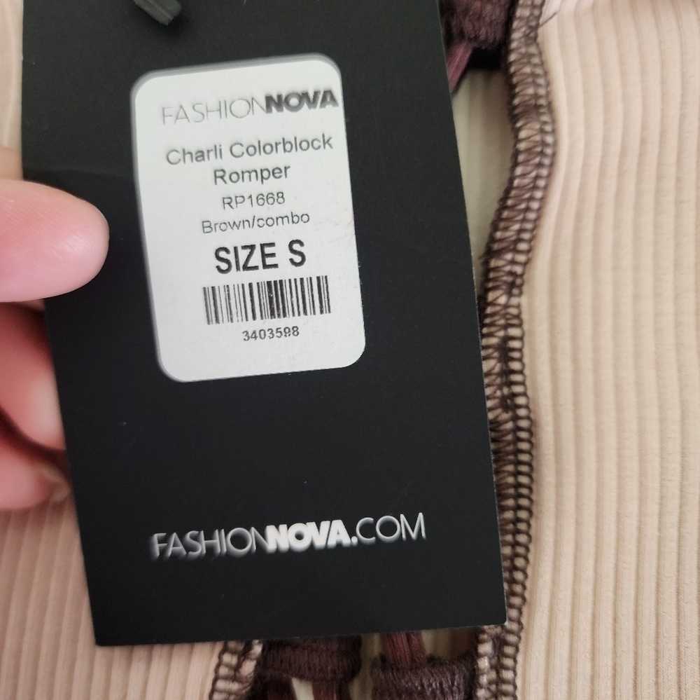 Fashion Nova Charli Colorblock Romper - Brown/Combo size Small NWT - Picture 5 of 6